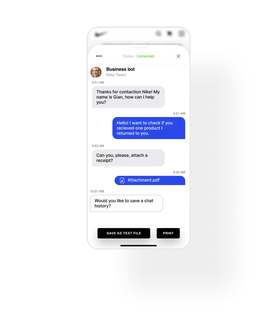 Business chatbot conversation on a phone