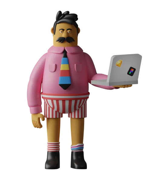 Illustration of a developer holding a laptop