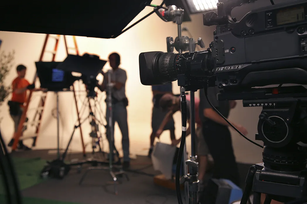 Film camera on set