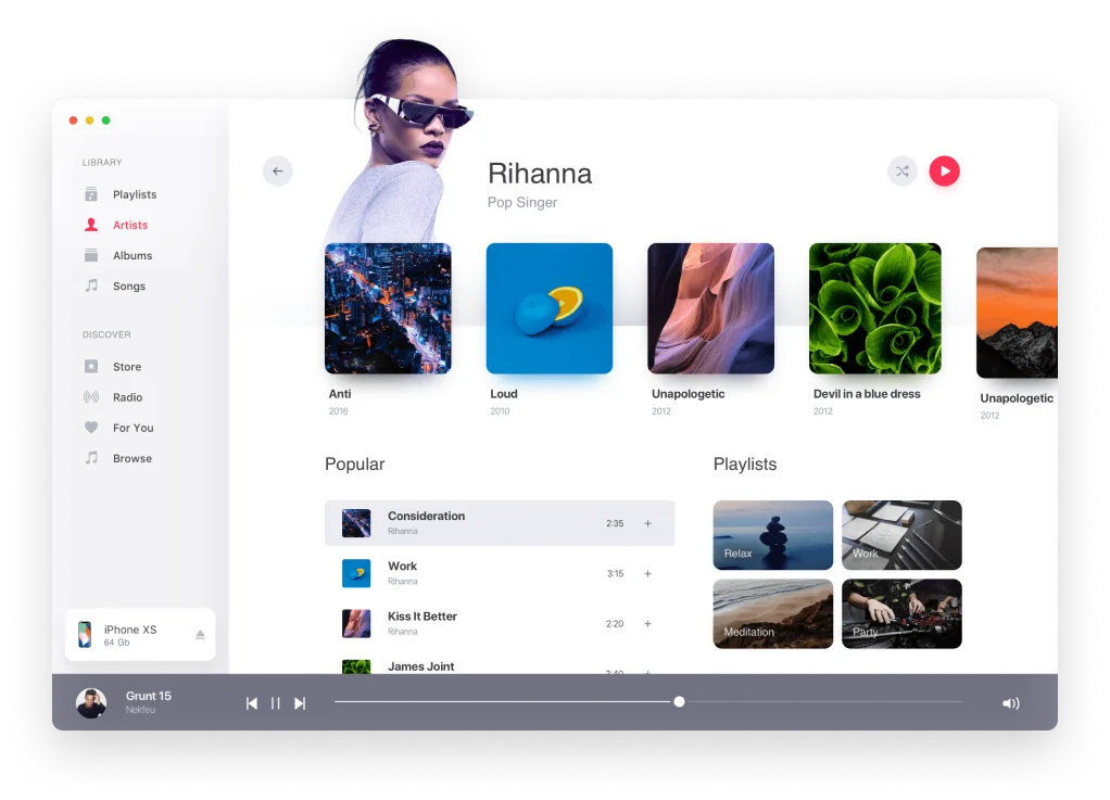Music app dashboard designed by KPLAY