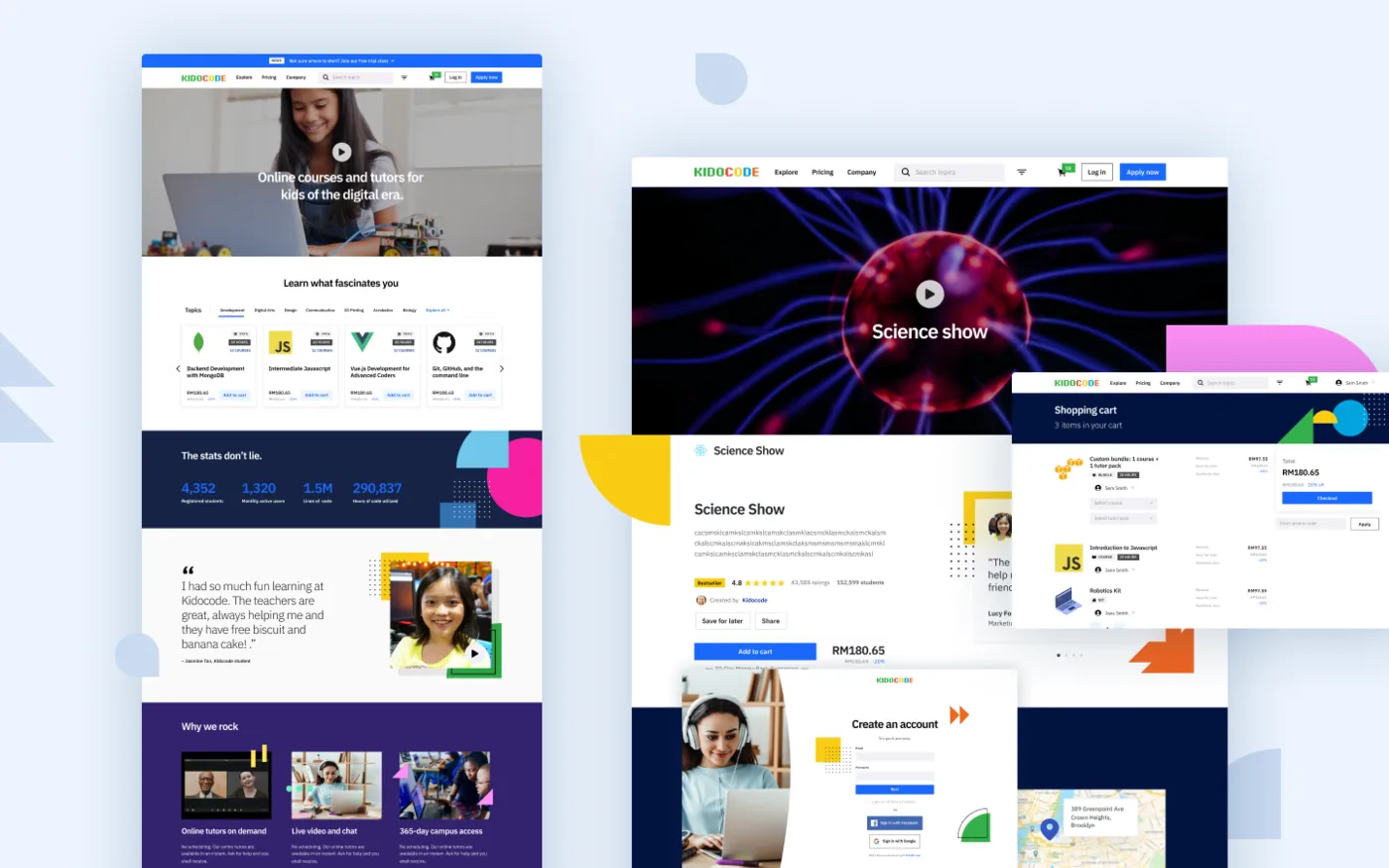 Kidocode website screens